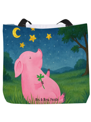 Mr. & Mrs. Panda Shopper Schwein Glück Design ohne Spruch in Weiß