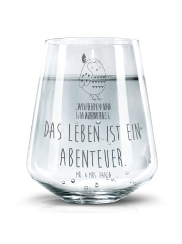 Mr. & Mrs. Panda Trinkglas Eule Federschmuck mit Spruch in Transparent