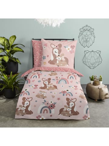 Good Morning Renforcé Kinder-Wendebettwäsche in rosa