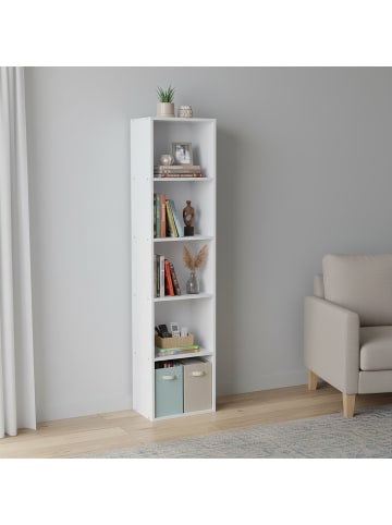 relaxdays Bücherregal in Weiß - (B)32 x (H)132 x (T)24 cm