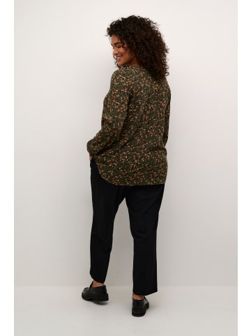 KAFFE curve Langarm-Bluse KCami in Green Multi Col. Flower Print