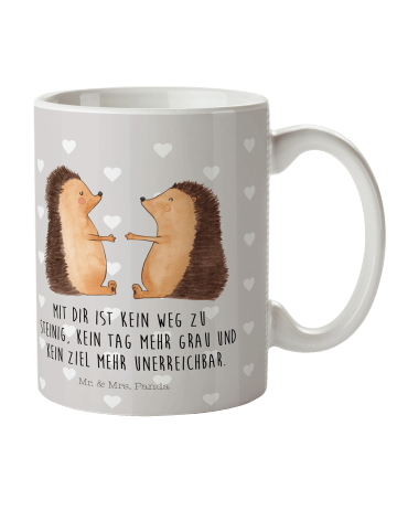 Mr. & Mrs. Panda Kaffeetasse Igel Liebe mit Spruch in Grau Pastell