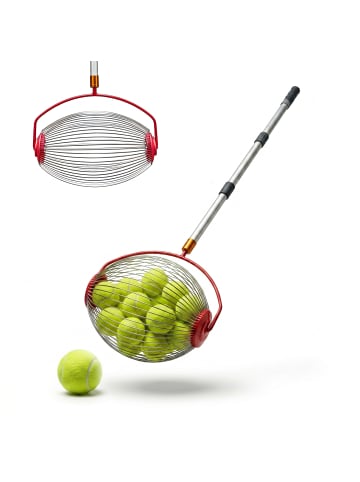 relaxdays Tennisball Sammler in Silber/ Rot - (B)32 x (H)128 x (T)19 cm