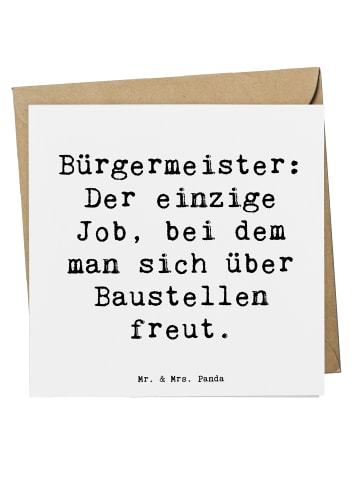Mr. & Mrs. Panda Einladungskarte Spruch Bürgermeister Freude mit... in Weiß