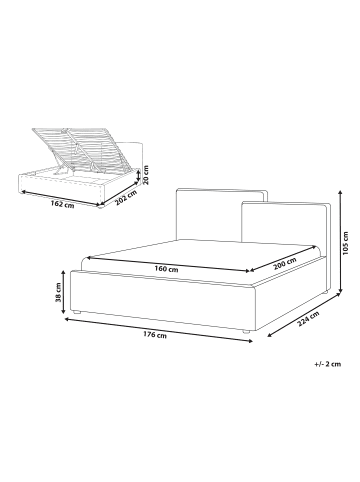 Beliani Doppelbett LAGARDE in Beige/Schwarz - (W) 176 x (H) 105 x (L) 224 cm