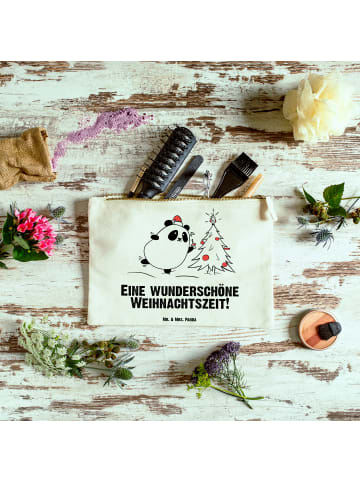 Mr. & Mrs. Panda Schminktasche Panda Weihnachtszeit mit Spruch in Weiß