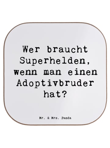 Mr. & Mrs. Panda Untersetzer Held Adoptivbruder mit Spruch in Weiß