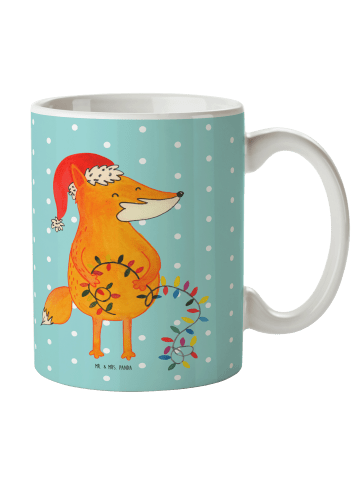 Mr. & Mrs. Panda Kaffeetasse Fuchs Weihnachten ohne Spruch in Türkis Pastell