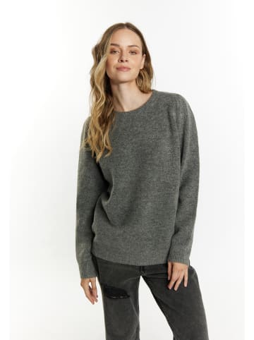 DreiMaster Damen Strickpullover in Dunkelgrau Melange