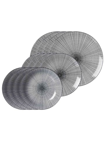 Ritzenhoff & Breker 12er Set Teller-Set Takeo Stripes schwarz-weiß in schwarz-weiß