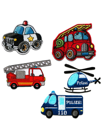 Catch the Patch Polizei Feuerwehr Set 5 StückApplikation Bügelbild inSchwarz