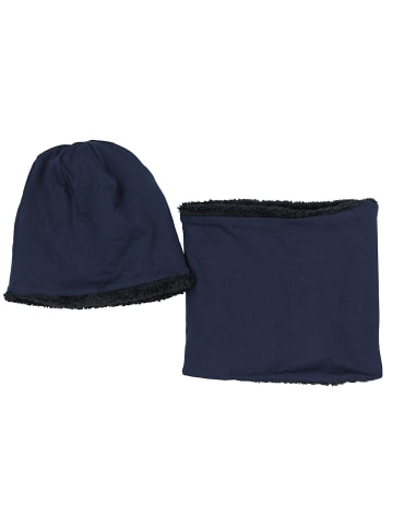 TupTam Unisex Set Kinder Beanie Mütze Schlauchschal in dunkelblau