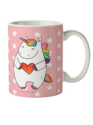 Mr. & Mrs. Panda Kaffeetasse Einhorn Herz ohne Spruch in Rot Pastell