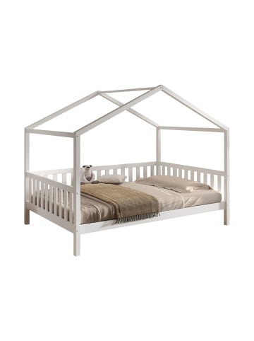 58 aufm Kessel HAUSBETT Kapua 140x200 auch als Bodenbett Kiefer Massivholz Weiß