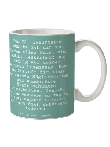 Mr. & Mrs. Panda Keramtiktasse Spruch 22. Geburtstag mit Spruch in Meeresbrise
