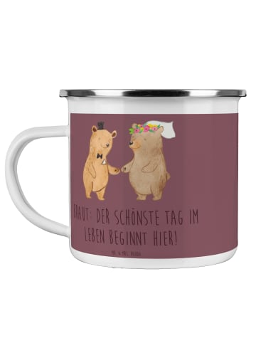 Mr. & Mrs. Panda Emaille Becher Braut Tag mit Spruch in Kaffa Coffee