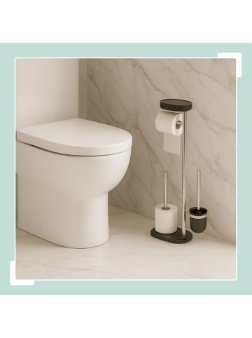 relaxdays WC Garnitur in Schwarz - (B)31 x (H)69 x (T)16 cm