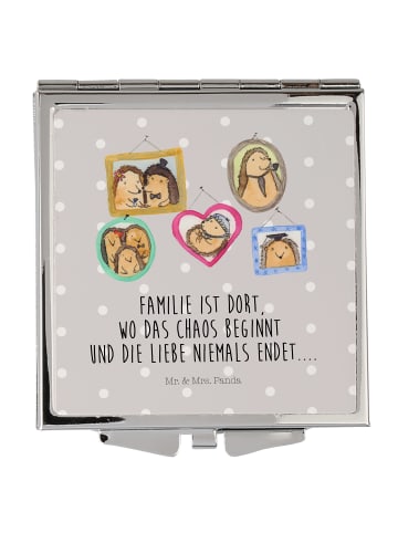 Mr. & Mrs. Panda Schminkspiegel Igel Familie mit Spruch in Grau Pastell