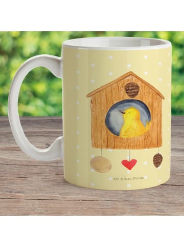 Mr. & Mrs. Panda Reisebecher Vogel Haus ohne Spruch in Gelb Pastell