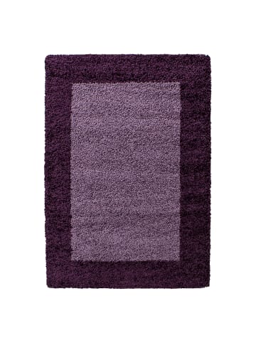 KADIMA DESIGN Teppich Hochflor Shaggy Waschbar Bordüre RHEIN Strapazierfähig in Violett