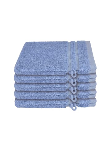Schiesser Frottier-5er-Set: Waschhandschuhe Milano in Hellblau