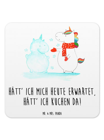 Mr. & Mrs. Panda Untersetzer für Gläser Einhorn Schneemann mit S... in Weiß