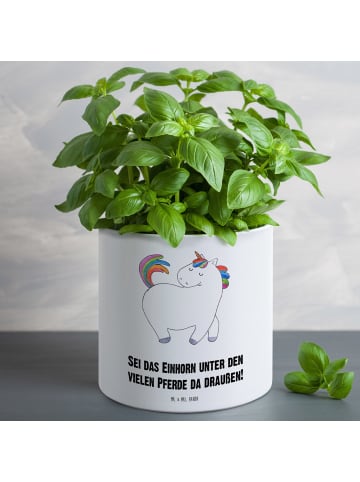 Mr. & Mrs. Panda Großer Blumenkübel Einhorn Stolzieren mit Spruch in Weiß