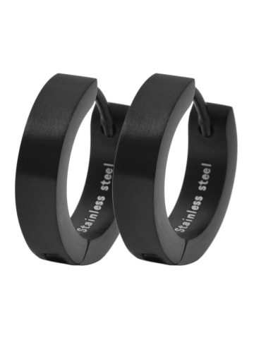 Adeliás Damen Ohrringe – Klappcreole aus Edelstahl in schwarz