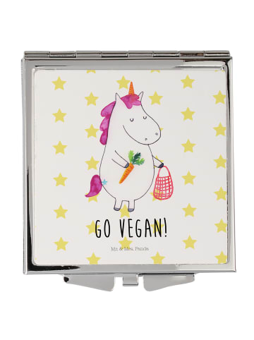 Mr. & Mrs. Panda Kosmetikspiegel Einhorn Vegan mit Spruch in Weiß