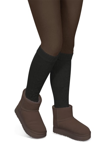 normani 2 Paar Strickstulpen mit wärmender Wolle in Schwarz/Wollweiß