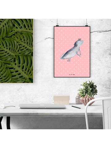 Mr. & Mrs. Panda Plakat Axolotl Schwimmen ohne Spruch in Rot Pastell