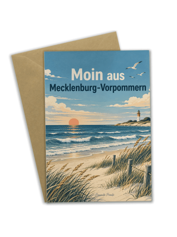 Mr. & Mrs. Panda Grußkarte Küste maritim Design mit Spruch in Weiß