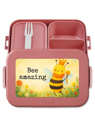 Mr. & Mrs. Panda MEPAL Bentobox Biene König Design mit Spruch in Rot Pastell