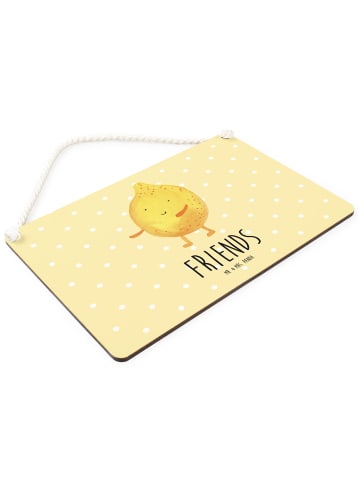 Mr. & Mrs. Panda Schild Beste Freunde Zitrone mit Spruch in Gelb Pastell