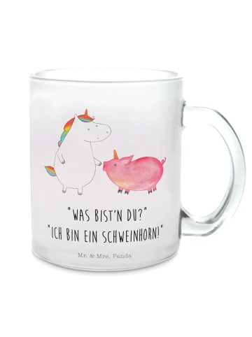 Mr. & Mrs. Panda Teetasse Einhorn Schwein mit Spruch in Transparent