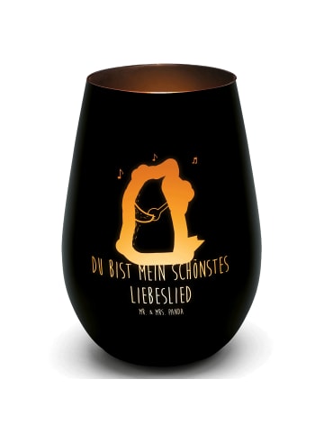 Mr. & Mrs. Panda Teelichthalter Glas Bär Lied mit Spruch in Schwarz