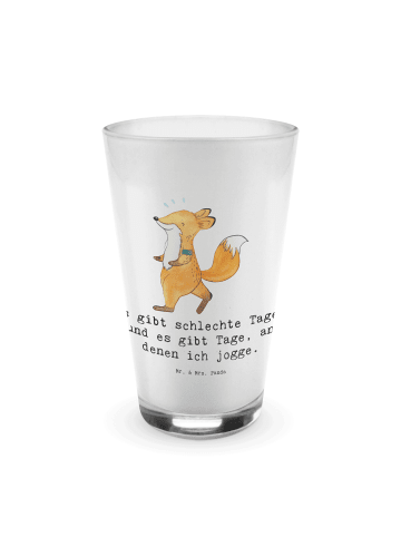Mr. & Mrs. Panda Wasserglas Fuchs Joggen mit Spruch in Transparent