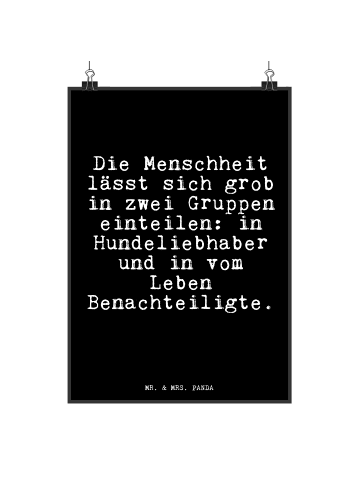 Mr. & Mrs. Panda Plakat Die Menschheit lässt sich... mit Spruch in Schwarz