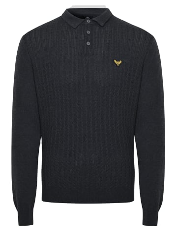 Threadbare Langarmshirt Polo Caesar in Charcoal Marl