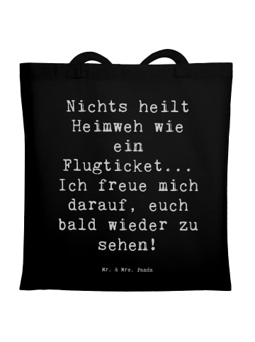 Mr. & Mrs. Panda Jutebeutel Spruch Heimweh Ticket mit Spruch in Schwarz