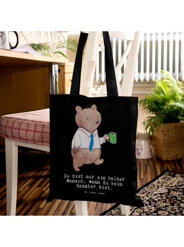 Mr. & Mrs. Panda Tragetasche Beamter Herz mit Spruch in Schwarz