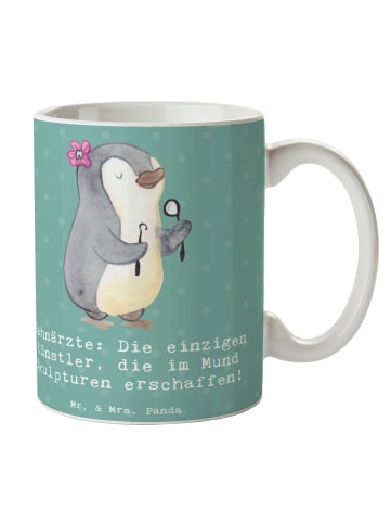 Mr. & Mrs. Panda Kaffeebecher Zahnarzt Künstler mit Spruch in Meeresbrise