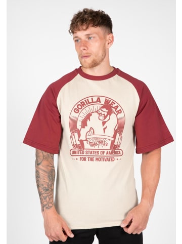 Gorilla Wear T-Shirt in Übergröße - Logan - Beige/Blue