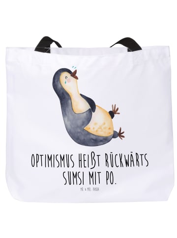 Mr. & Mrs. Panda Tote Bag Pinguin Lachen mit Spruch in Weiß