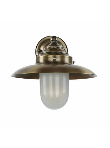 Licht-Erlebnisse Außen Wandlampe (B)26 x (H)22 cm in Messing Antik WeißMessing Antik Weiß