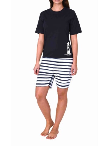 NORMANN Pflegeoverall kurzarm Schlafanzug Reissverschluss - 77821 in navy