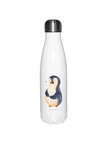 Mr. & Mrs. Panda Edelstahl Trinkflasche Pinguin Diät ohne Spruch in Weiß