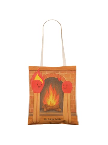 Mr. & Mrs. Panda Stofftasche Streichhölzer Design ohne Spruch in Weiß