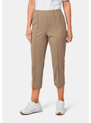 GOLDNER Kurzgröße: Trageangenehme 7/8-Rippenhose in sand