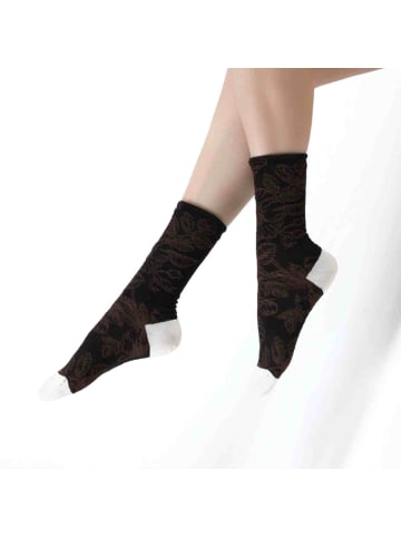 MUNADUNA 2er-Pack 3D-Relief Zweig-Muster-Socken in Schwarz